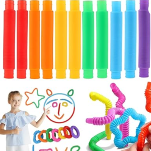 Lot de 12 tubes colorés extensibles pour enfants et adultes, jouets sensoriels, jouets anti-stress